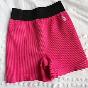 Free People Movement Pink Ribbed Shorts • NWOT